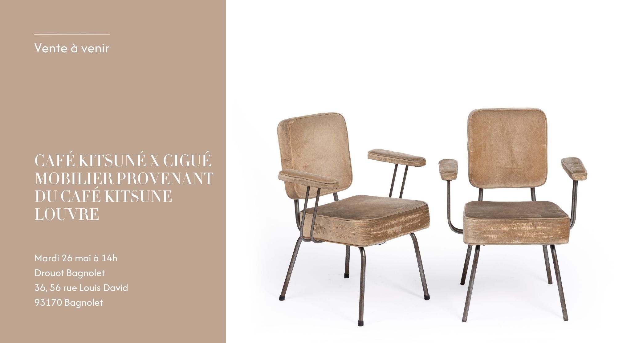 Café Kitsuné x Cigué mobilier provenant du café kitsune louvre