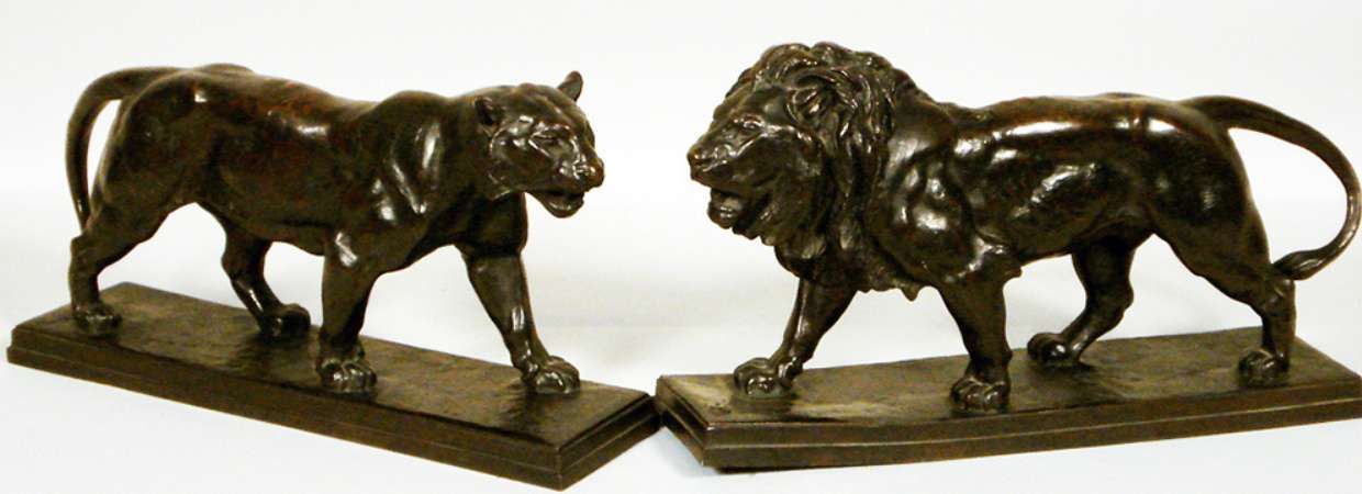 BARYE Tigre et lion L. 42 cm 18400€