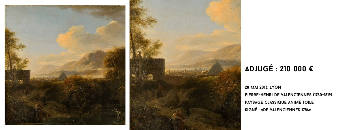 Paysage classique animé Toile Signé en bas vers la droite: «de valenciennes 1786»